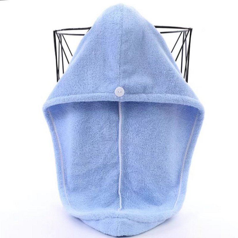 1 gab. Mikrošķiedras dušas vāciņš dvieļu vannas cepures ar pogu sievietēm sausu matu vāciņš Ātri žūstošs, mīksts matu apvalks