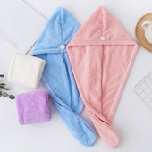 Super upijajući suhi ručnik za kosu s gumbom Šešir za sušenje kose od koraljnog flisa Praktična kapa za kosu za kupanje Šešir