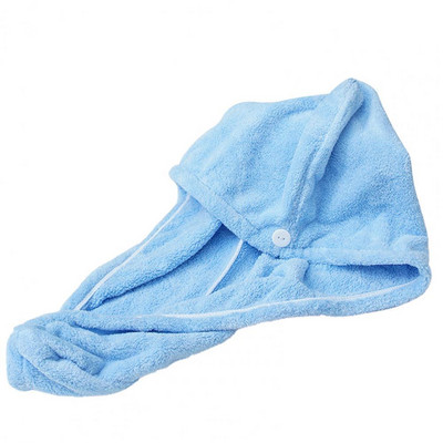 Super upijajući suhi ručnik za kosu s gumbom Šešir za sušenje kose od koraljnog flisa Praktična kapa za kosu za kupanje Šešir