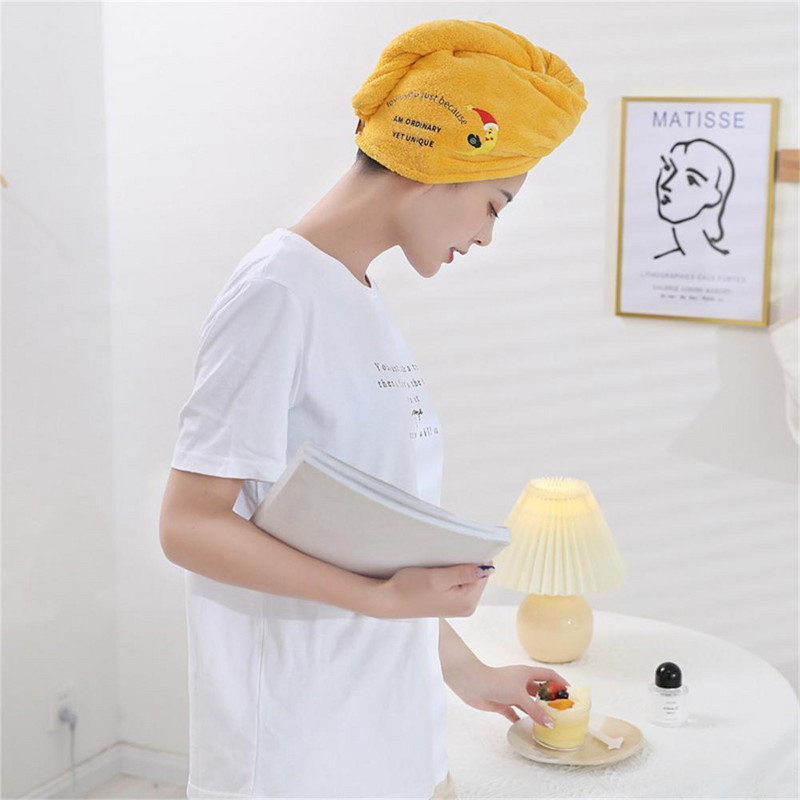 Prosop pentru uscarea părului Absorbție de apă Cu uscare rapidă Pălărie înfășurată pentru cap Puternic, confortabil, Lână de corali, Prosop pentru uscarea părului pentru baie