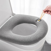 Ziemas siltais tualetes sēdekļa pārvalks Closestool paklājiņš Mīksts biezs trikotāžas mazgājams vannas istabas bidē spilventiņš plīša tualetes O formas aizsargs