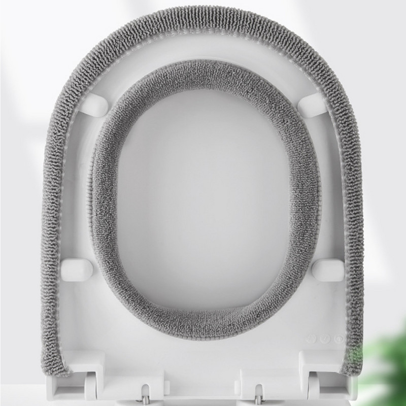 Ziemas siltais tualetes sēdekļa pārvalks Closestool paklājiņš Mīksts biezs trikotāžas mazgājams vannas istabas bidē spilventiņš plīša tualetes O formas aizsargs