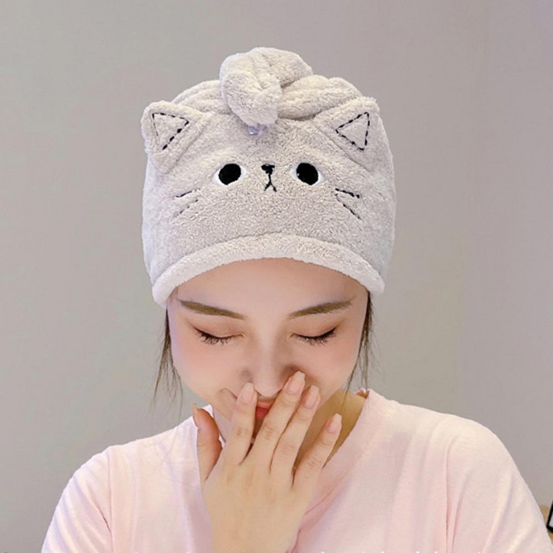 Brzo sušeći dizajn gumba za fiksiranje Slatka mačkica Kapa za tuširanje Suha kosa Umotavanje ručnika Naprava za svakodnevnu upotrebu