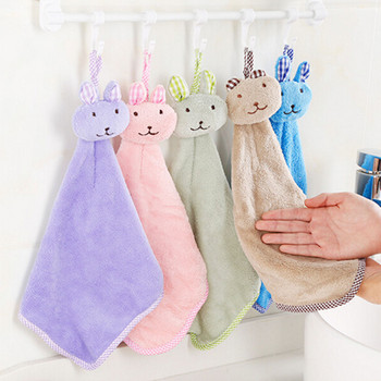 1 τεμ. πετσέτα χεριών βρεφικού κουνελιού για νήπιο Μαλακό βελούδινο καρτούν Ζώο μαντηλάκι κρεμαστή πετσέτα μπάνιου για παιδιά μπάνιο