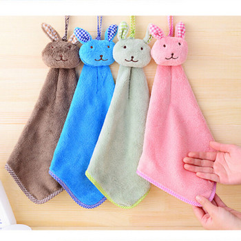 1PC Бебешка детска стая Заек Хавлиена кърпа за ръце Малко дете Мека плюшена анимационна животинска кърпа Висяща кърпа за баня за детска баня