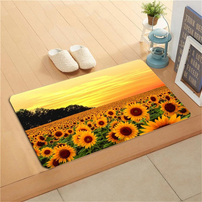 40x60cm Neklizajuća flanelska podna prostirka s printom suncokreta Otirač za ulaz Podna prostirka Otirač za vrata Tepih tapis Kuhinjska prostirka Home Decor