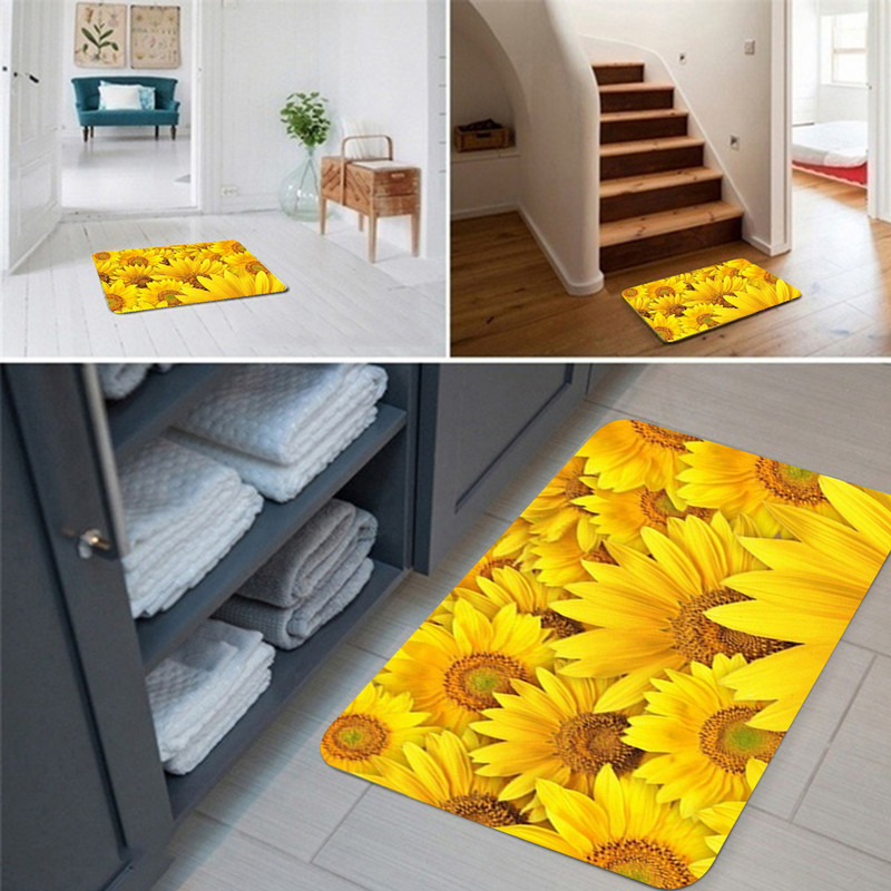 40x60cm Neklizajuća flanelska podna prostirka s printom suncokreta Otirač za ulaz Podna prostirka Otirač za vrata Tepih tapis Kuhinjska prostirka Home Decor