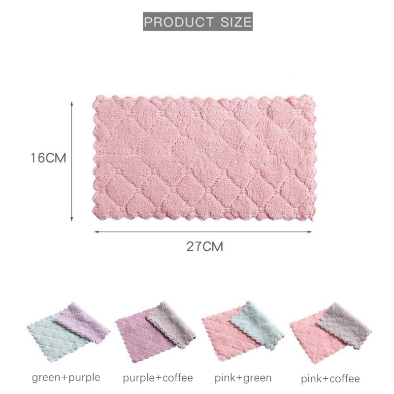 5 τμχ διπλής στρώσης απορροφητικό μικροϊνών πανί πιάτων κουζίνας Αντικολλητικό λάδι ύφασμα καθαρισμού οικιακής χρήσης πετσέτα σκουπίσματος κουζίνας σπιτιού