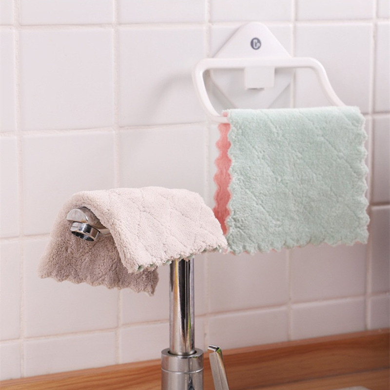 5 τμχ διπλής στρώσης απορροφητικό μικροϊνών πανί πιάτων κουζίνας Αντικολλητικό λάδι ύφασμα καθαρισμού οικιακής χρήσης πετσέτα σκουπίσματος κουζίνας σπιτιού