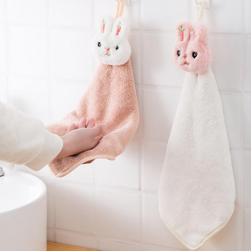 Obrišite Ručnik za ruke Mekan na dodir Zgušnjava Super upijajući Brzosušivi Viseći dizajn Čišćenje Koraljnog runa Crtić Zec Kuhinja Kupaonica Di