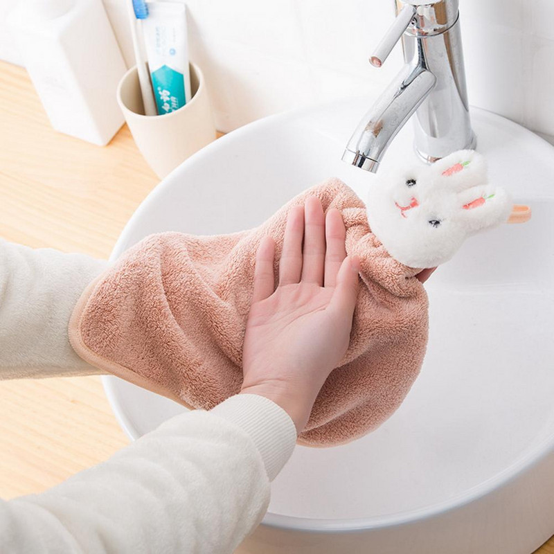 Obrišite Ručnik za ruke Mekan na dodir Zgušnjava Super upijajući Brzosušivi Viseći dizajn Čišćenje Koraljnog runa Crtić Zec Kuhinja Kupaonica Di