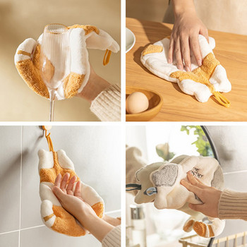 Сладка котка Мека кърпа за ръце Супер абсорбираща микрофибърна кърпа за баня Кухненска кърпа Почистване на съдове и прибори Инструменти за кърпи с халки за окачване