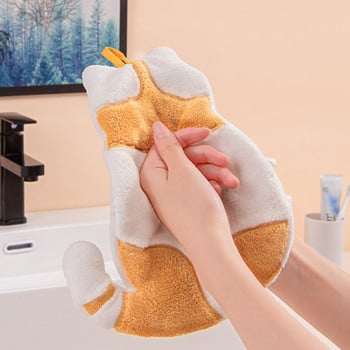 Cute Cat μαλακή πετσέτα χεριών Super απορροφητική μικροϊνών Πετσέτα κουζίνας Επιτραπέζια σκεύη Καθαρισμός πετσετών Εργαλεία με κρεμαστές θηλιές
