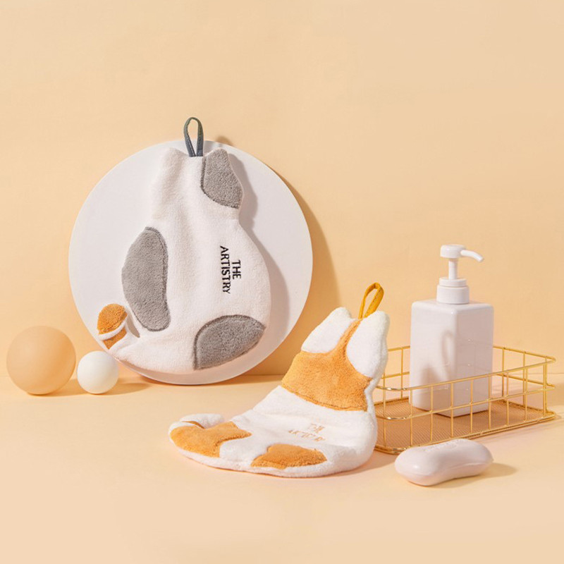 Slatka mačka, mekani ručnik za ruke, super upijajući kuhinjski ručnik od mikrovlakana, kupaonski, kuhinjski ručnik, alati za čišćenje posuđa s petljama za vješanje