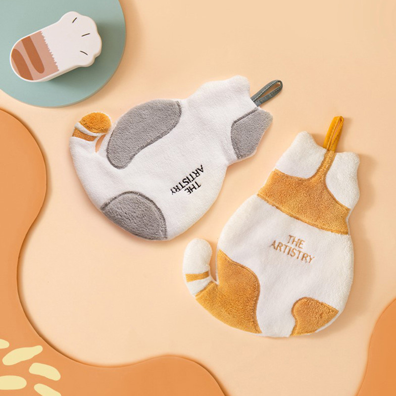 Slatka mačka, mekani ručnik za ruke, super upijajući kuhinjski ručnik od mikrovlakana, kupaonski, kuhinjski ručnik, alati za čišćenje posuđa s petljama za vješanje