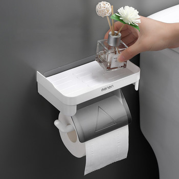 Стенен държач за тоалетна хартия Съхранение на горни предмети Пластмасова водоустойчива ролка Стойка за съхранение на хартия Органайзер за кърпички Рафтове