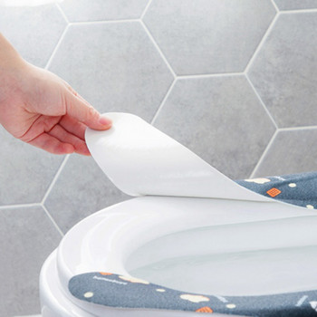 2021 Нова тоалетна Топла миеща се здравословна лепкава подложка за тоалетна чиния Подложка за покриване на седалката Домакински многократно използваем мек капак за тоалетна седалка 4 цвята