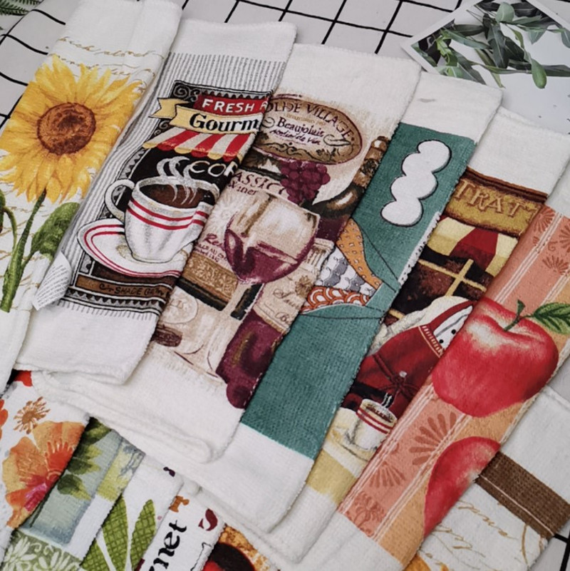 1kom 30x30cm kvadratni pamučni frotir s printom upijajuće kuhinjske kuhinjske krpe za čišćenje posuđa