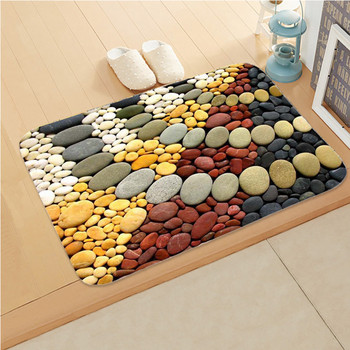 3D цветна каменна шарка Спалня Противохлъзгаща коралова кадифена мека килимна килимка Кухненска баня Подложка за входна врата Домашен декор Изтривалка