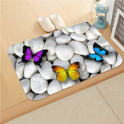 3D цветна каменна шарка Спалня Противохлъзгаща коралова кадифена мека килимна килимка Кухненска баня Подложка за входна врата Домашен декор Изтривалка