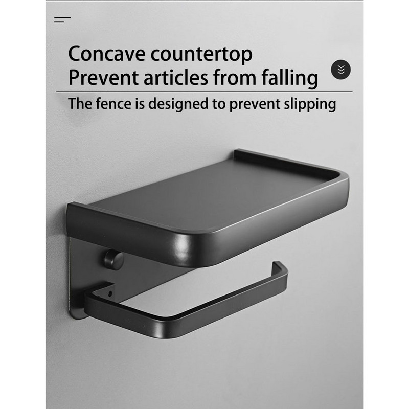 Sienoje montuojamas suvyniojamas servetėlių laikiklis su mobiliojo telefono stovu tualetinio popieriaus lentynos laikymo lentyna viešbučio vonios kambariui