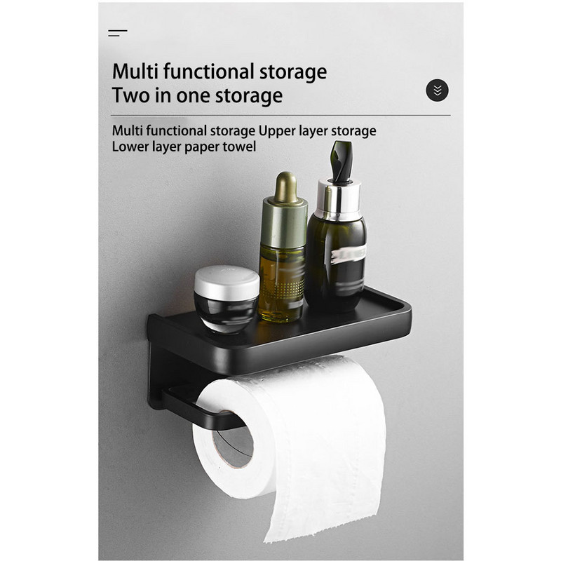 Sienoje montuojamas suvyniojamas servetėlių laikiklis su mobiliojo telefono stovu tualetinio popieriaus lentynos laikymo lentyna viešbučio vonios kambariui