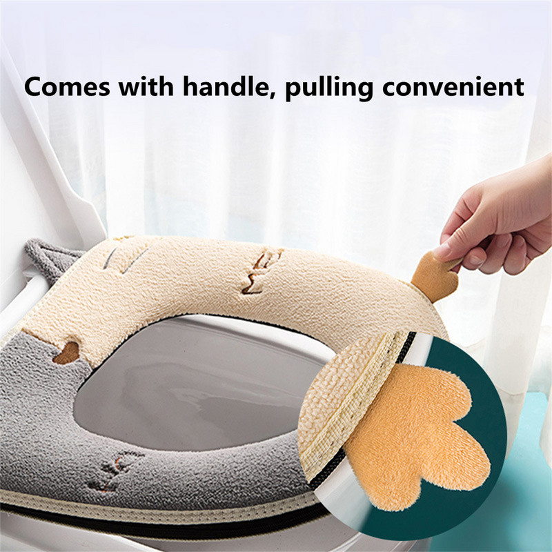 Cat Hit Color Design tualetes spilvens ar rokturi, sprādzes rāvējslēdzēja spilvens Ziemas tualetes pārvalks, izšuvums, mīksts tualetes pārklāja spilvens