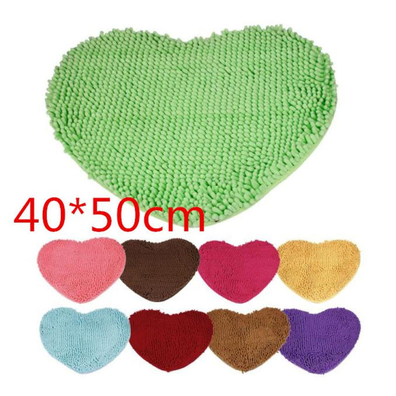 40*50 cm Love Heart Shape Namų dekoras Pūkuoti neslystantys vonios kilimėliai Koralų vilnos kilimų rinkinys Dušo kilimėlis prie lovos vonios kambario kilimėliai