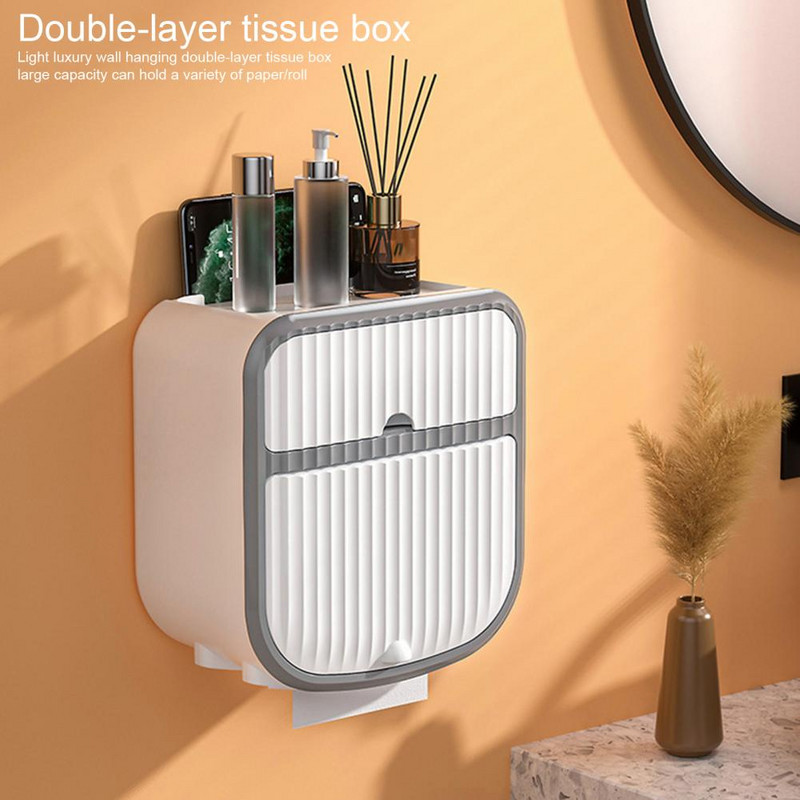 Spremnik za ručnike Kutija za maramice velikog kapaciteta Vodootporni zidni dvoslojni kupaonski papir Kućanske potrepštine