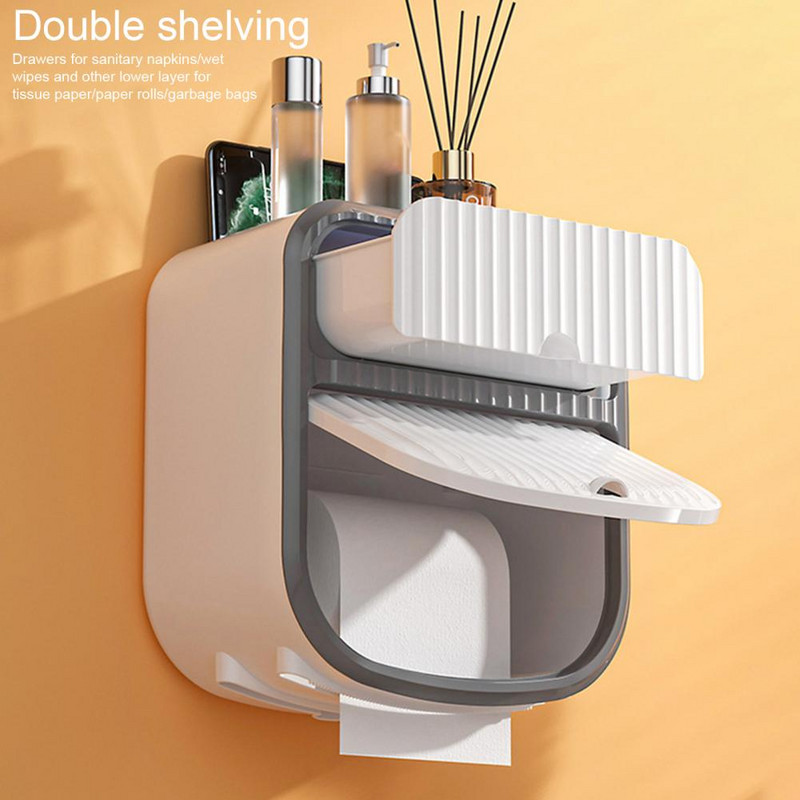 Spremnik za ručnike Kutija za maramice velikog kapaciteta Vodootporni zidni dvoslojni kupaonski papir Kućanske potrepštine