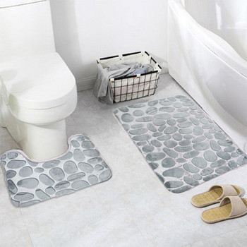 2022 Нова подложка за тоалетна чиния Постелка за баня Калдъръмен килим Удобна водопоглъщаща неплъзгаща се подова подложка Комплект постелки за баня