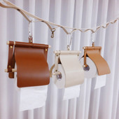 Virtuves vannas istabas ruļļu turētāji, ūdensnecaurlaidīgi PU ādas tualetes papīra ruļļi, pārnēsājams āra piekarināms audu dvieļu salvešu turētājs