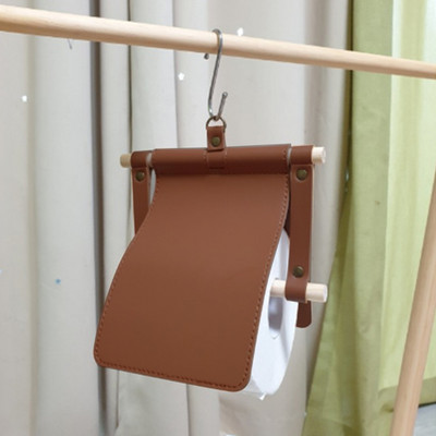 Virtuves vannas istabas ruļļu turētāji, ūdensnecaurlaidīgi PU ādas tualetes papīra ruļļi, pārnēsājams āra piekarināms audu dvieļu salvešu turētājs