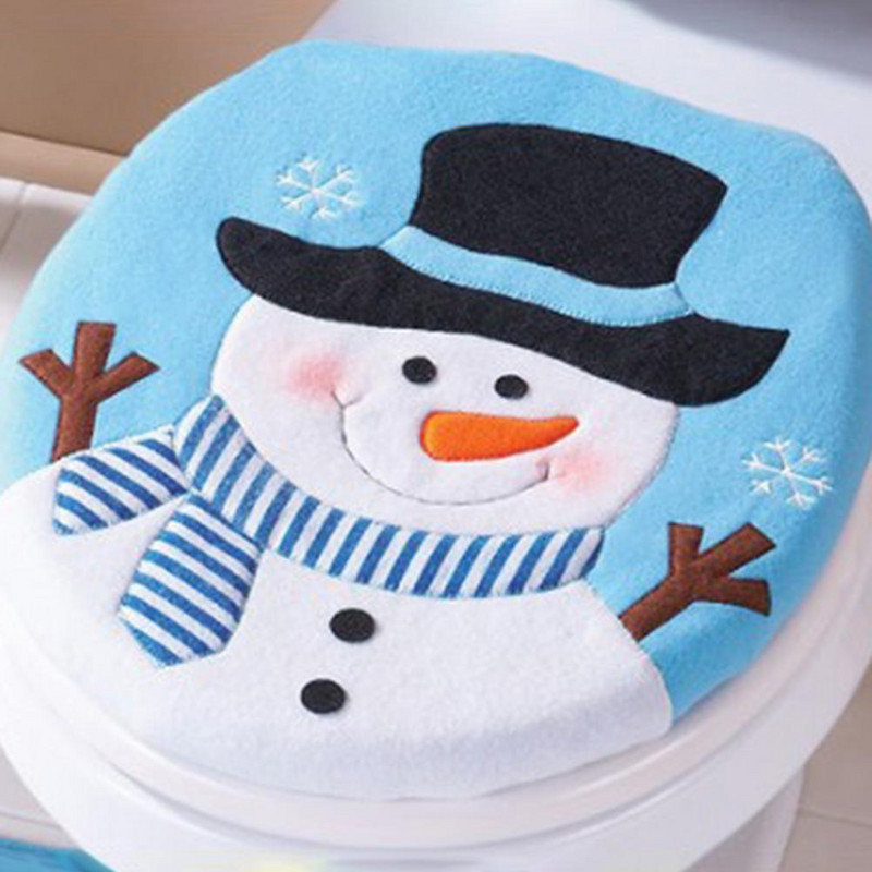 Ziemassvētku tualetes vāks Pievilcīgs pārnēsājams, plaši lietojams burvīgs sniegavīra tualetes pārklāja tualetes paklājiņš mājām