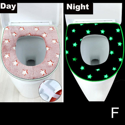 Светещ калъф за тоалетна седалка Мека топла подложка Универсален миещ се сменяем калъф Аксесоари за баня с цип Тоалетна O7B8