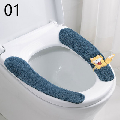 Univerzalna navlaka za WC sjedalo Tkanina od mekih vlakana Crtani WC WC Ljepljiva podloga za sjedalo Periva kupaonica Toplija navlaka za sjedalo Jastuk