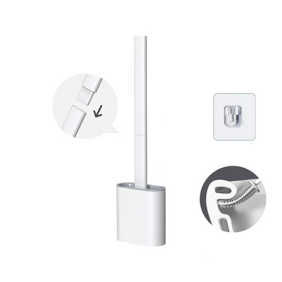 Lamgool Soft Tpr silikona galvas tualetes birste ar turētāju pie sienas stiprināms ar noņemamu rokturi Vannas istabas tīrītājs Izturīgi tualetes piederumi