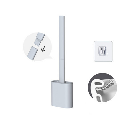 Lamgool Soft Tpr silikona galvas tualetes birste ar turētāju pie sienas stiprināms ar noņemamu rokturi Vannas istabas tīrītājs Izturīgi tualetes piederumi