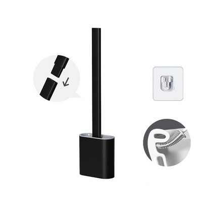 Lamgool Soft Tpr silikona galvas tualetes birste ar turētāju pie sienas stiprināms ar noņemamu rokturi Vannas istabas tīrītājs Izturīgi tualetes piederumi