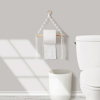 Скандинавски държач за тоалетна хартия Диспенсър Ръчно тъкани гоблени Макраме Окачване на стена Поставка за кърпи за баня Декорация
