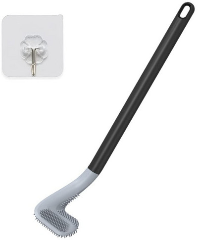 UUS Pika käepidemega WC-puhastushari Silikoonist WC-harjad vannitoa WC-puhastushari Painutatav silikoonist harjapea