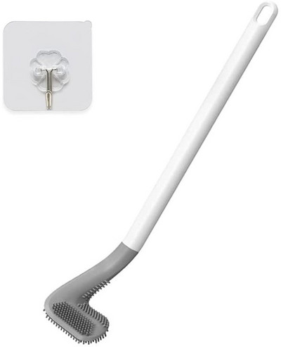 UUS Pika käepidemega WC-puhastushari Silikoonist WC-harjad vannitoa WC-puhastushari Painutatav silikoonist harjapea