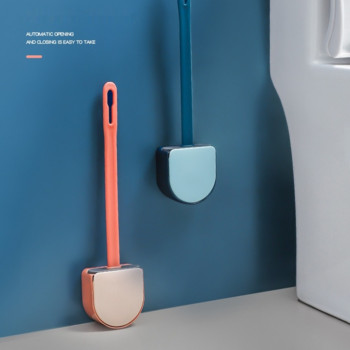 2021 Нова монтирана на стена силиконова четка за тоалетна Автоматично отваряне и затваряне TPR Gap Дезактивация Инструменти за четка за почистване на тоалетна