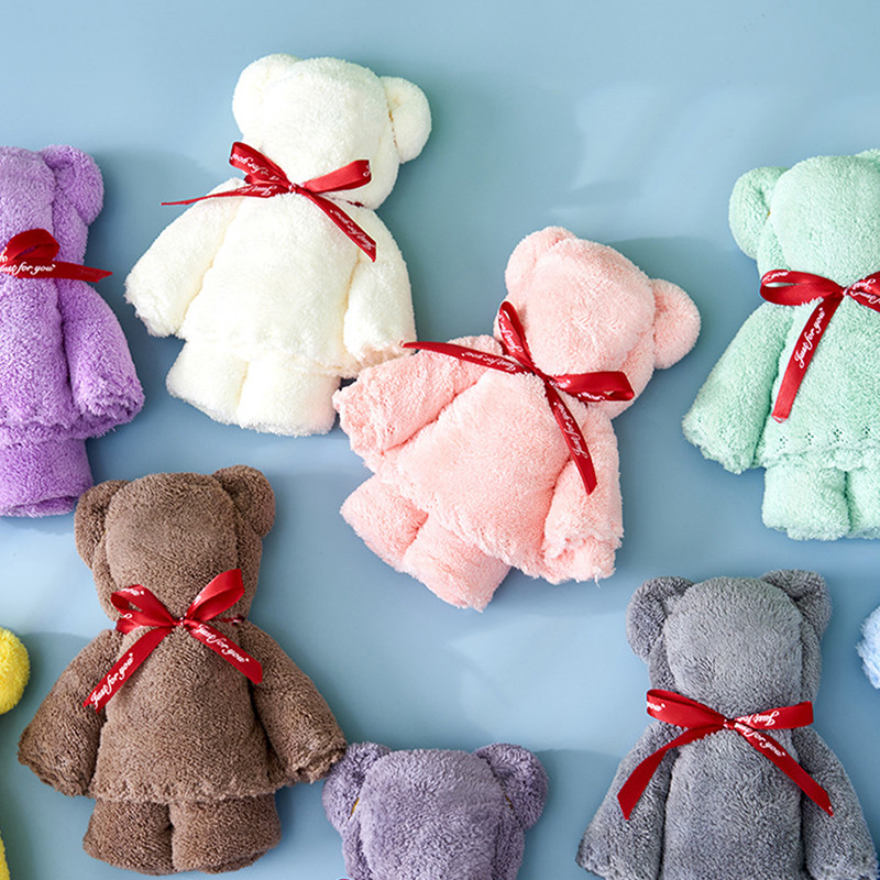 1kom 30X30cm koraljnog baršunastog flisa slatki medo ručnik velika torba maramice ručnici upijajući ručnik za lice poklon za vjenčanje