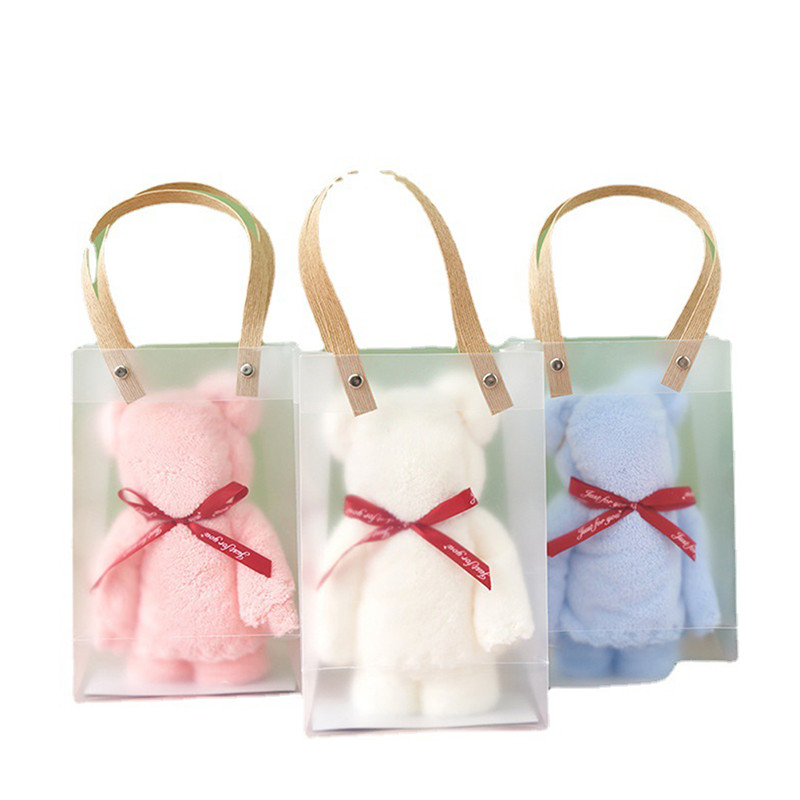 1kom 30X30cm koraljnog baršunastog flisa slatki medo ručnik velika torba maramice ručnici upijajući ručnik za lice poklon za vjenčanje