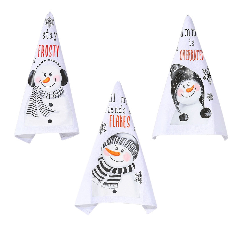 Ziemassvētku sniegavīra rokas dvielis jauks raksts Ziemassvētku elementu dekors, praktisks mājas bērnudārza skolai, pārnēsājams