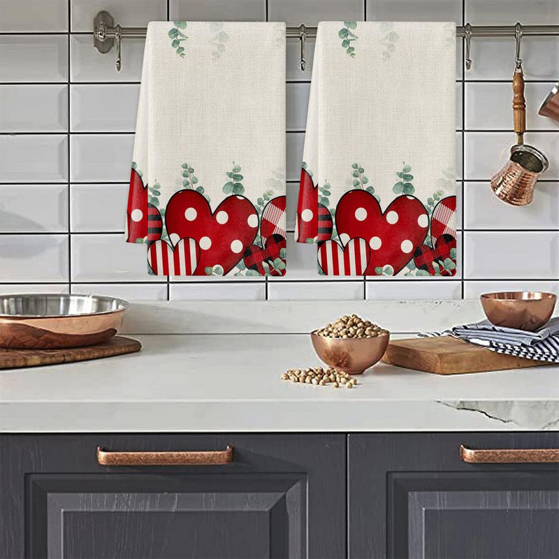 Ručnik za posuđe Mekani perivi Snažno upijanje Izvrsno Valentinovo Ručnik za ruke s printom srca Kuhinjski dodaci Božićni dekor