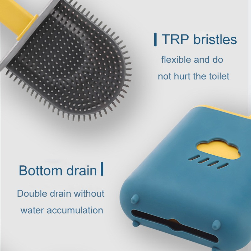 Četka za WC školjku Silikonska četka za WC školjku Viseći tip Flat Head Fleksibilna četka Četka Kupaonski dodaci Četka za wc otvore s držačem