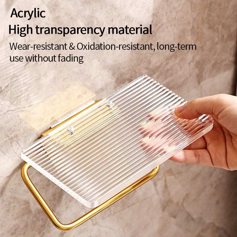 Držač akrilnog toaletnog papira Polica s pladnjem Kupaonski dodaci Kuhinjski držač rolne Zidni stalak za toaletni papir maramice