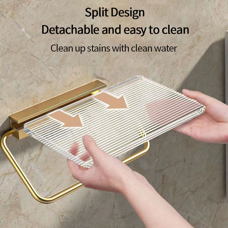 Držač akrilnog toaletnog papira Polica s pladnjem Kupaonski dodaci Kuhinjski držač rolne Zidni stalak za toaletni papir maramice